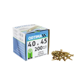 4.0 x 45 200pc Optimaxx Woodscrews.