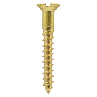 10 x 1 3/4 Csk Slot Polished Brass Woodscrews Box 100