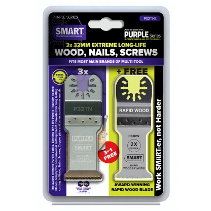 Purple Series 32mm Titanium Alloy Bi-metal Multi Tool Blade - Pk 3