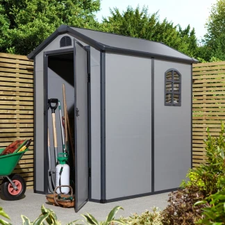 4×6 Airedale Plastic Apex Shed – Light Grey
