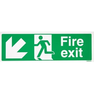Fire Exit sign with running man and arrow left down
