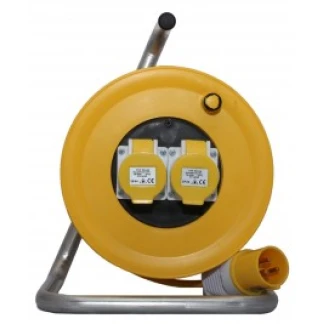 50m 110v Extension Cable On Drum 2.5mm C/w 2 Outlets