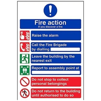 Fire Action sign