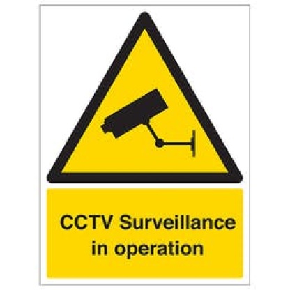 CCTV In Operation 400 x 300 Aluminium Post Mount c/w Clips