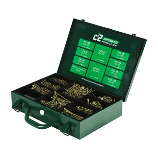 C2 Strong-Fix Premium Multipurpose Screws - Assorted Trade Case - PZ -Double Countersunk - Yellow