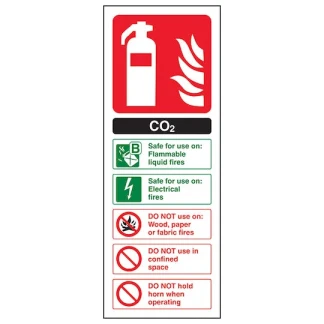 CO2 Fire Extinguisher Sign Removable Vinyl 75 x 200mm