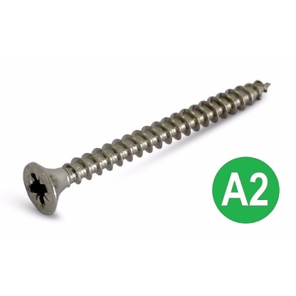 12 X 1 1/2 Csk Pozi Woodscrew A2 box 100 (6.0 x 40)