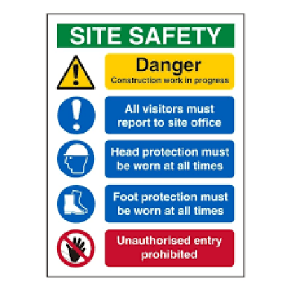 1230 x 1000 Site safety notice board C/W HSE notice.