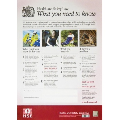 A2 Health & Safety Law Poster 420 x 594mm PVC