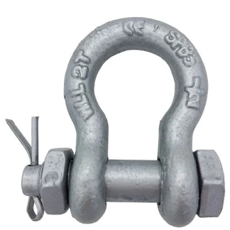1" 8.50 Tonnes US Fed Bow Shackle - safety nut and bolt