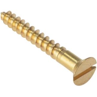 8 x 1 1/2 Csk Slot Polished Brass Woodscrews box 100