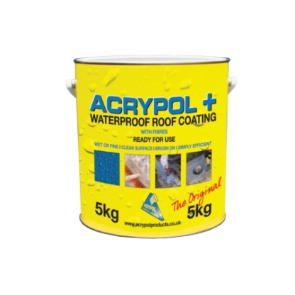 Acrypol + Waterproof Roof Coating 5kg Grey C/w Fibres