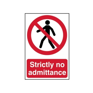 300 x 200 x 2mm No Admittance