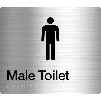 "BT5 Male Pupil Toilet S/A Stainless Steel Signs 250 x 80mm Laser Engraved