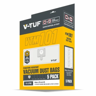 15L Dust Bags to Fit V-TUF MINI Vac - Pack of 5 SKU: VTM101