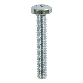 M6 x 25 Metric Threaded Machine Screws - PZ - Pan Head - Zinc. Box of 100