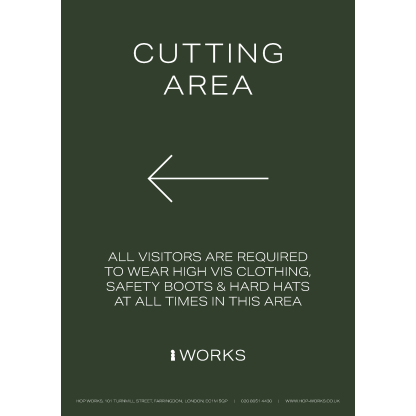 HOPWorks Cutting Area Left sign A3 - 3mm foamex