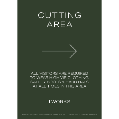 HOPWorks Cutting Area Right sign A3 - 3mm foamex
