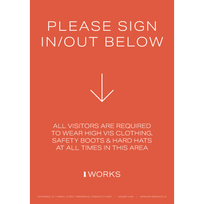 HOPWorks Sign in Below sign A3 - 3mm foamex