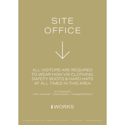 HOPWorks Site Office Below sign A4 - 3mm foamex (To include contact details each order)