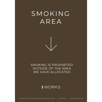 HOPWorks Smoking Area Below sign A3 - 3mm foamex