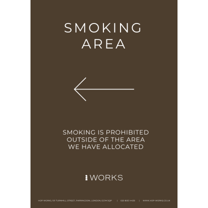 HOPWorks Smoking Area Left sign A3 - 3mm foamex