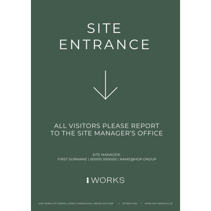 HOPWorks Site Entrance Below sign A3 - 3mm foamex (need to be edited for every order to include contact details)