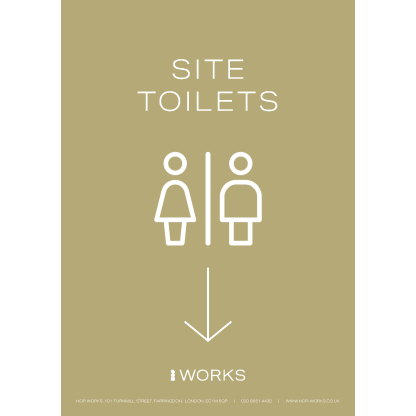 HOPWorks Site Toilets below sign A3 - 3mm Foamex