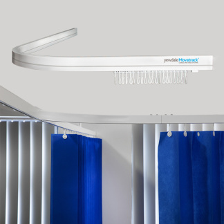 Movatrack White Cubicle Tracking 1500 x 800mm    L-Shape Right Hand