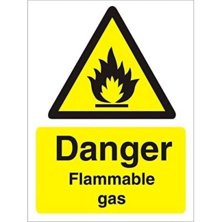 Danger Flammable Gas Sign, 400mm x 300mm - 1mm Semi Rigid Plastic