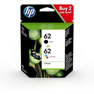 HP N9J71AE 62 Original Ink Cartridges, Black and Tri-color, Multipack, 2 Count (Pack of 1)