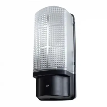IP44  Dusk Till Dawn Sensor Bulkhead Wall Light Black/Frosted