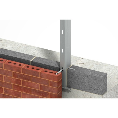 Ancon Windpost type WP3 consisting of formed channel 95 x 60 x 5mm thick x 3315mm long, slotted at 225mm centres. Posts supplied with standard SDN/SNS ties at 225mm centres to suit traditional blockwork, a standard welded base, loose top cleat and FAZII expansion bolts.