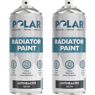 Polar Satin Anthracite Radiator Spray Paint - 2 x 400ml | Heat Resistant up to 100ºC