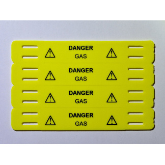 Pipe Identification Tag Marker Label - Danger - Gas - 4 Per Card