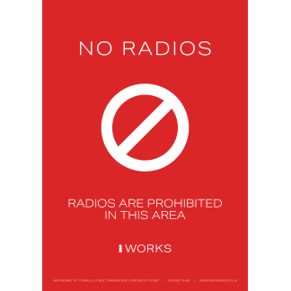 HOP001 No Radio's sign A3 - 3mm Foamex