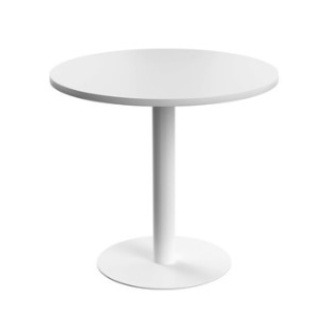 800mm diameter table with white top and white base