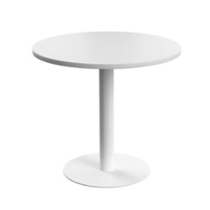 800mm diameter table with white top and white base