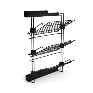 Pull-out side shoe rack for closets and walk-in closets Hack, Left, Textured black painted, Steel