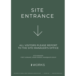 HOP001 Site Entrance Below sign A4 - 3mm Foamex (need to be edited for every order to include contact details)