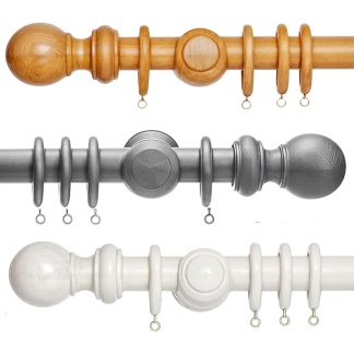 Grey Hani Wooden Curtain Pole – 28mm