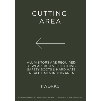 HOP001 Cutting Area Left sign A3 - 3mm foamex