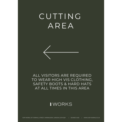 HOP001 Cutting Area Left sign A3 - 3mm foamex