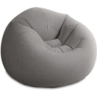 Beanless Bag Chair Inflating Furniture - Bean Bag - 1.14 m x 1.14 m x 71 cm, Grey
