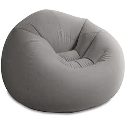 Beanless Bag Chair Inflating Furniture - Bean Bag - 1.14 m x 1.14 m x 71 cm, Grey