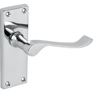 Victorian Scroll Door Handles Short Latch Polished - 1 pair