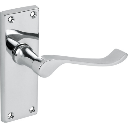 Victorian Scroll Door Handles Short Latch Polished - 1 pair