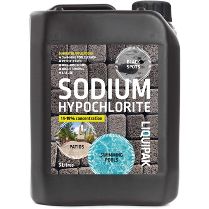 Liquipak Sodium Hypochlorite 5L Patio Cleaner | High Strength, Swimming Pool Liquid Chlorine 5L