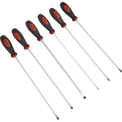 6 Piece long reach screwdriver set