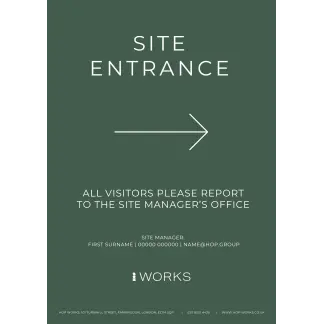 HOP001 Site Entrance Right sign A4 - 3mm foamex (need to be edited for every order to include contact details)